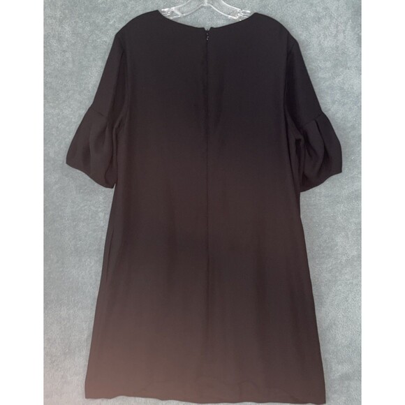 Ann Taylor Dress Womens 16 Black Shift Short Sleeve Knee Length Zip‎ Up Lined - Picture 9 of 11